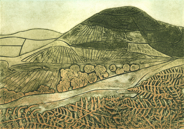   Sketchbook study of Moel Arthur in the Clwydian Range.