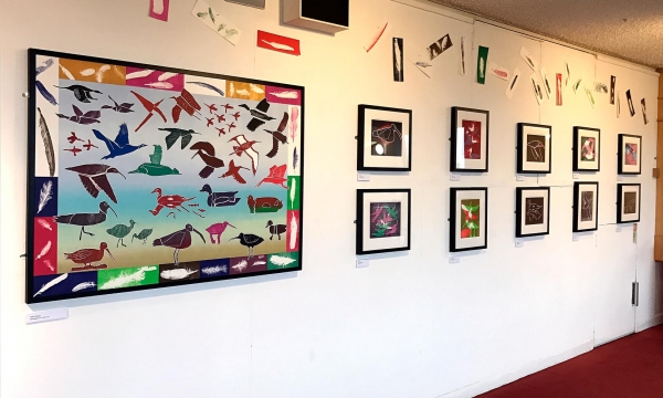 Exhibition of primary school printmaking at Clwyd Theatr Cymru
